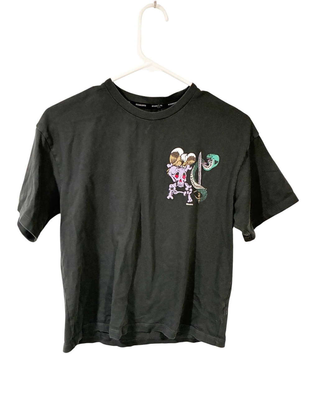 All Saints Kids' Serpent Cotton Graphic T-Shirt Black Big Kids Size Small